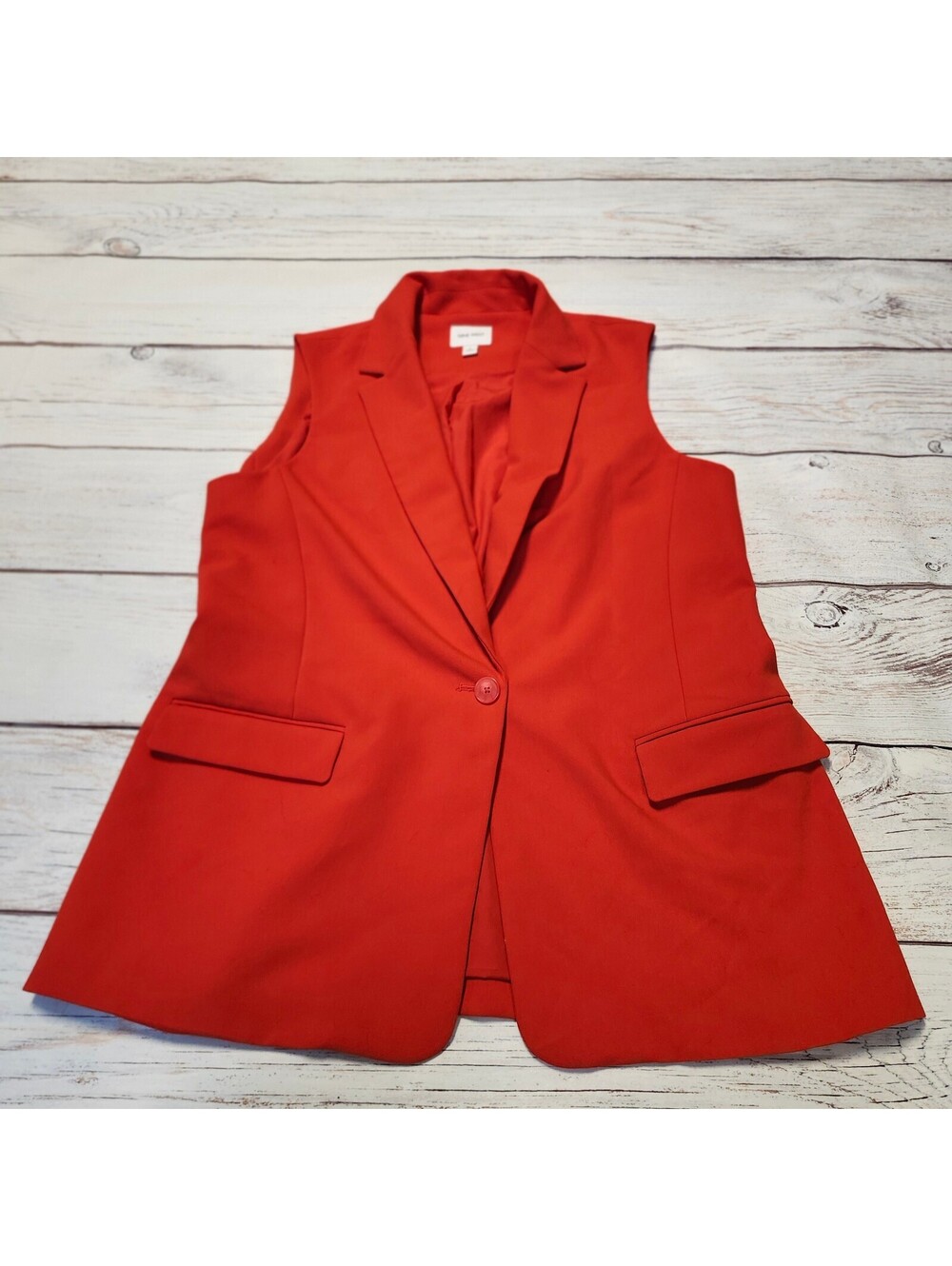 Nine West Women's Red Sleeveless Blazer Vest Size Large